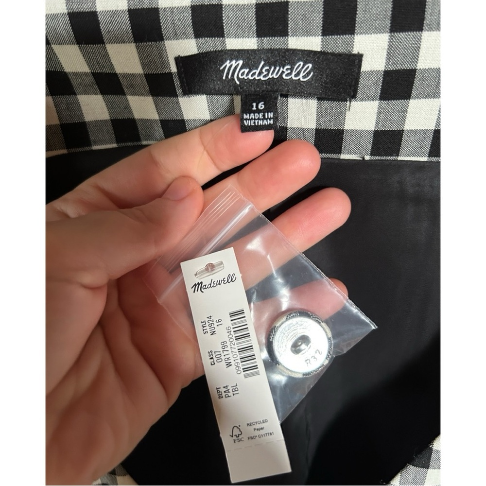 NWT Madewell Gingham V-Neck Wool Blend Vest Minidress Size 16 Black/White - Picture 7 of 9
